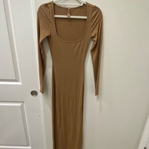 SKIMS Tan Long Sleeve Dress